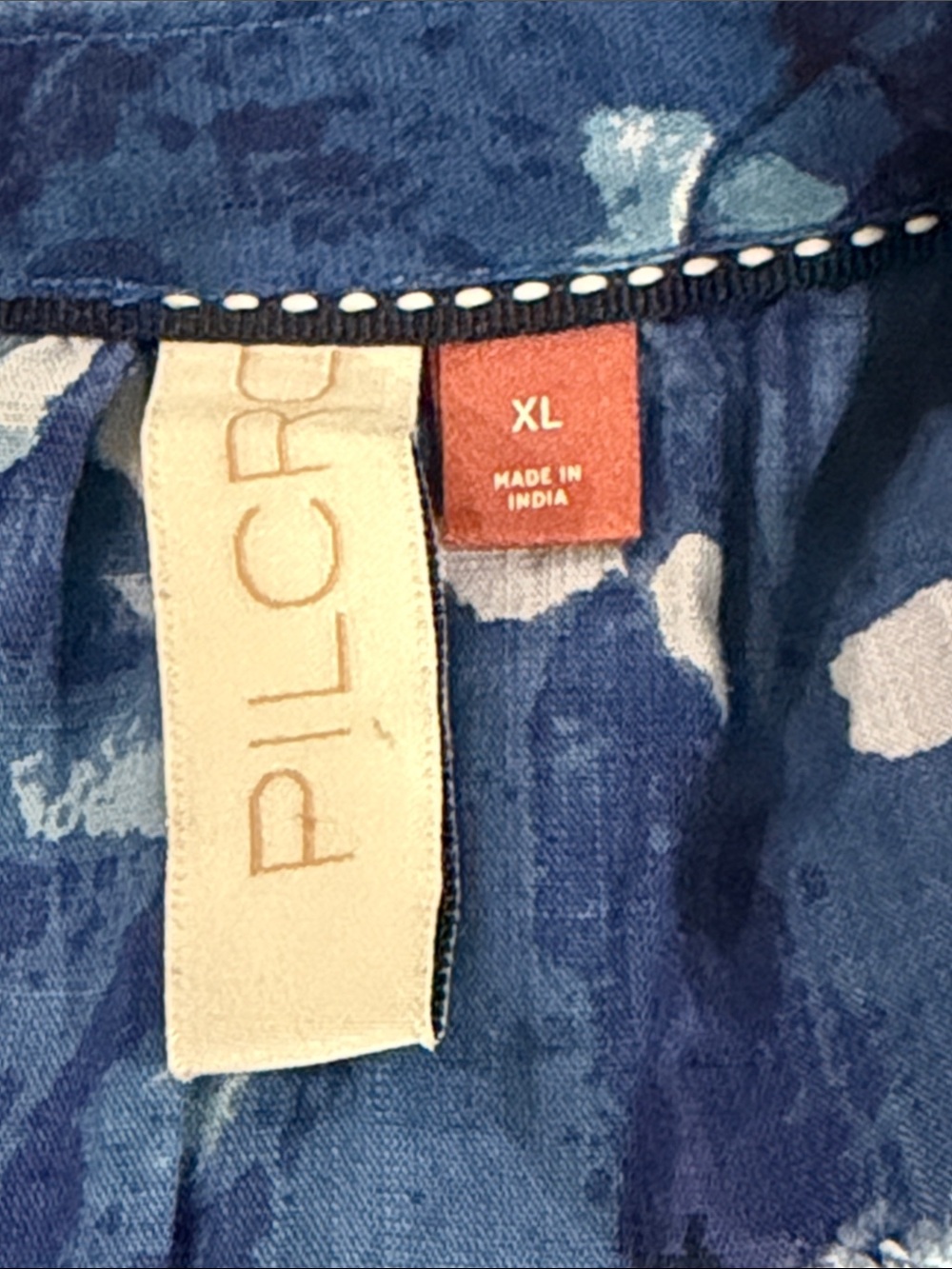 Anthropologie Pilcro The Tavi Ruffled Button Down Blouse Top Blue White Size XL - Picture 8 of 10